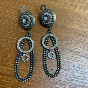 Vintage Gold & Crystal Hand Made Earrings